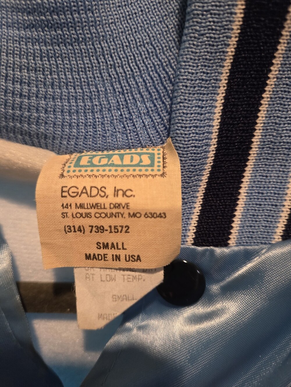 Vintage Bud Light Light Blue Satin Jacket with Striped Trim - Picture 5 of 5